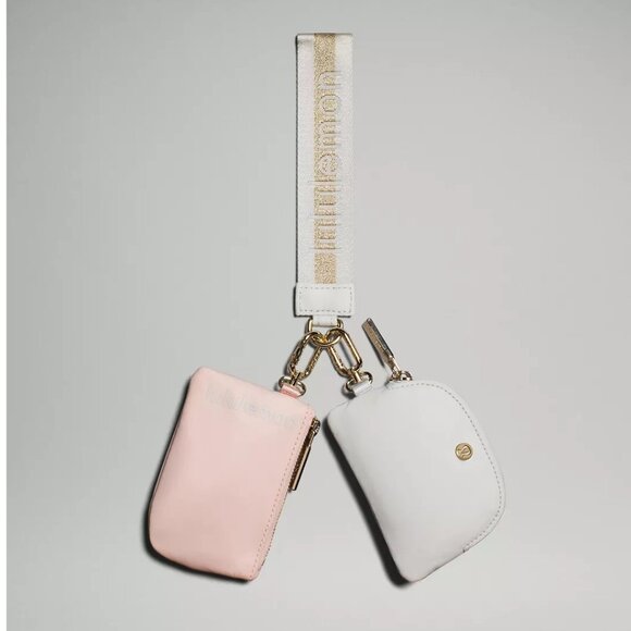 NWT Lululemon Dual Pouch Wristlet *Wordmark - Vapor/Gold/White